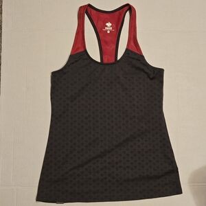 RABBIT Running Athletic Gray Red Racerback Tank Top Small All Over Print Small